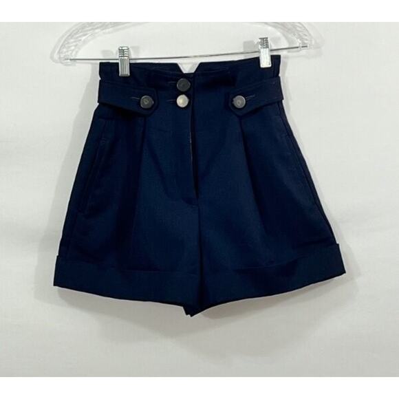 SEZANE Sz 34 2 Aristote Short Marine Navy Blue NWT Wool Blend Dressy - Picture 7 of 8